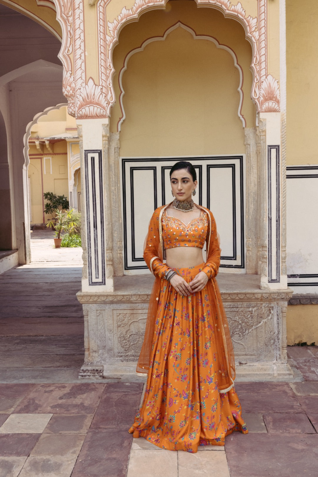 Tangerine Lehenga Set - MARKET