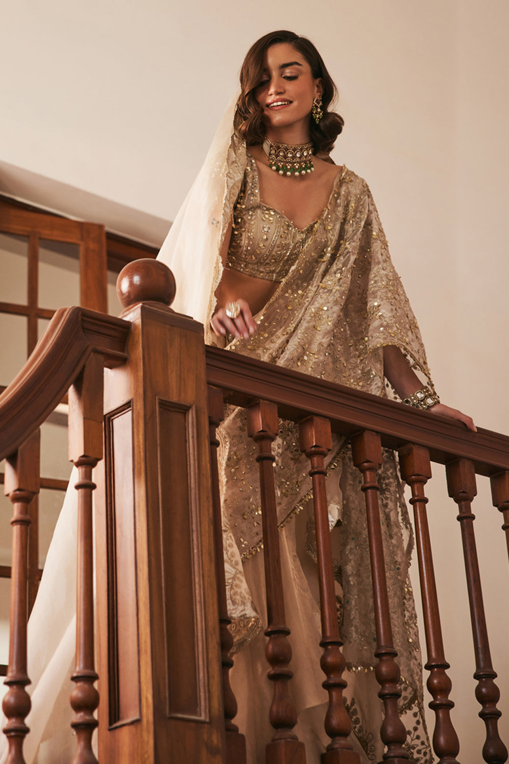 Tissue Pre Draped Saree & Veil - MARKET