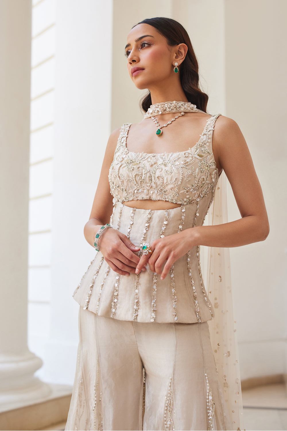 Tissure Sharara & Corset Set - MARKET