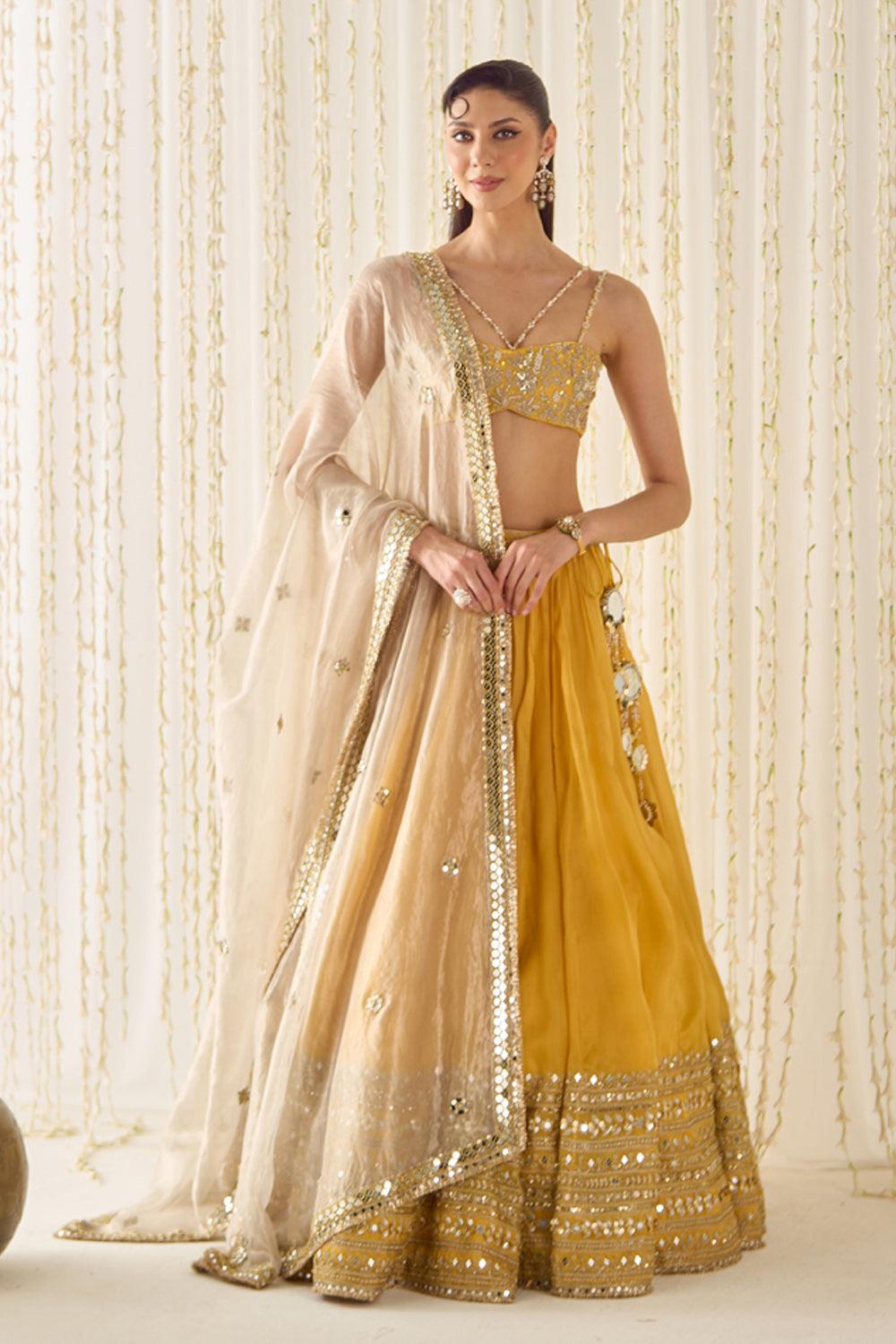 Mustard Bustier and Lehenga Set - MARKET