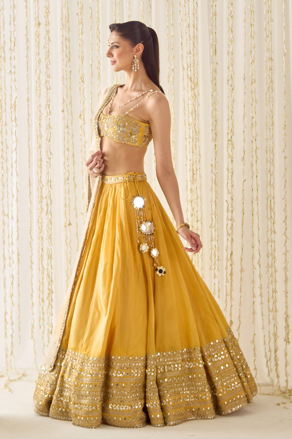 Mustard Bustier and Lehenga Set - MARKET