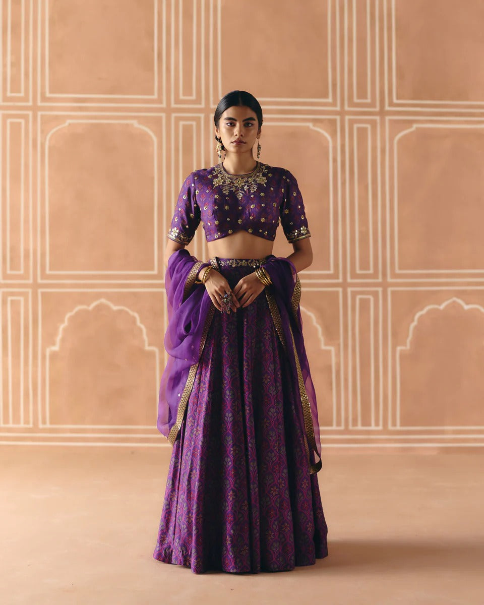 Imperial Violet Panel Lehenga - MARKET
