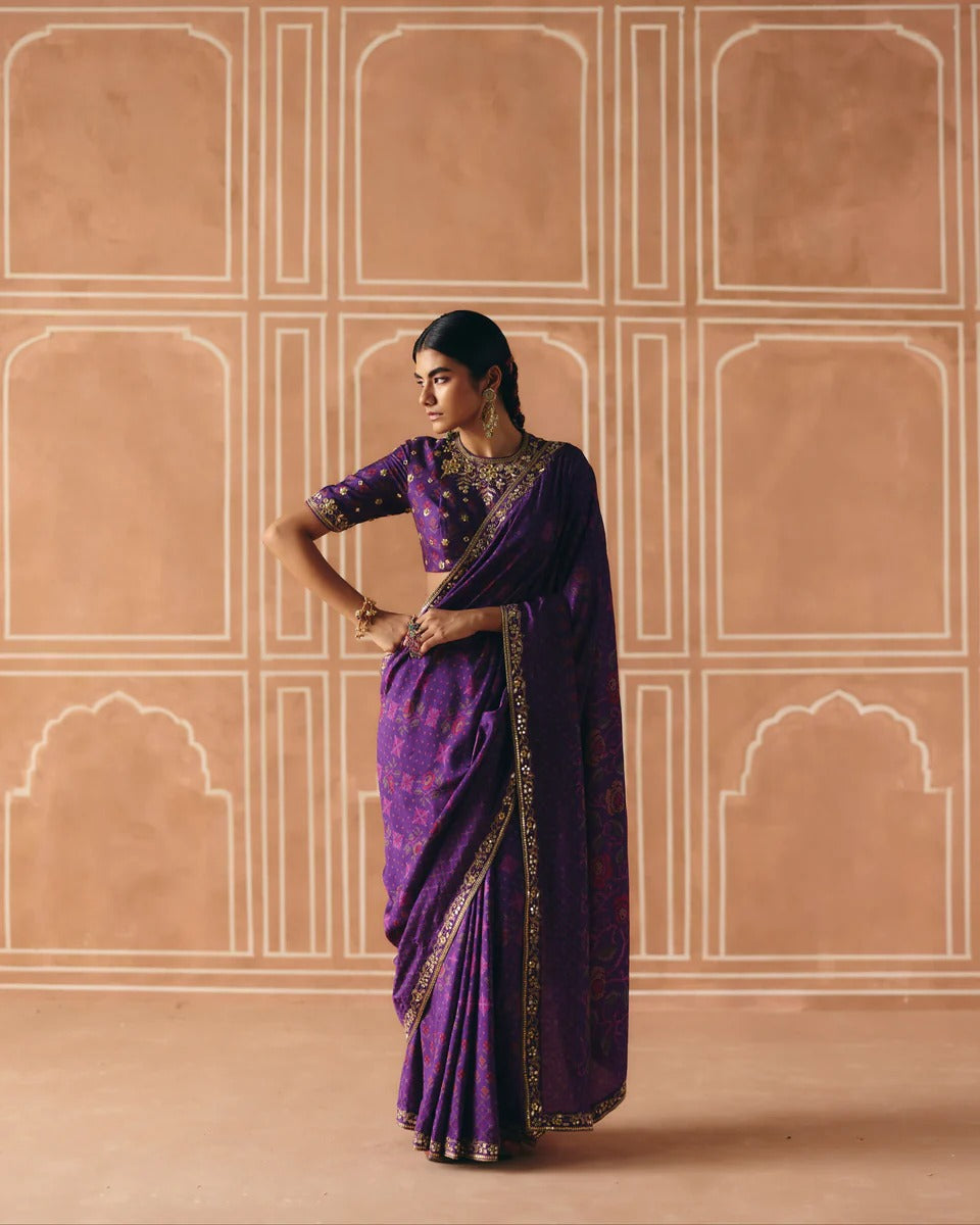 Imperial Violet Saree - MARKET