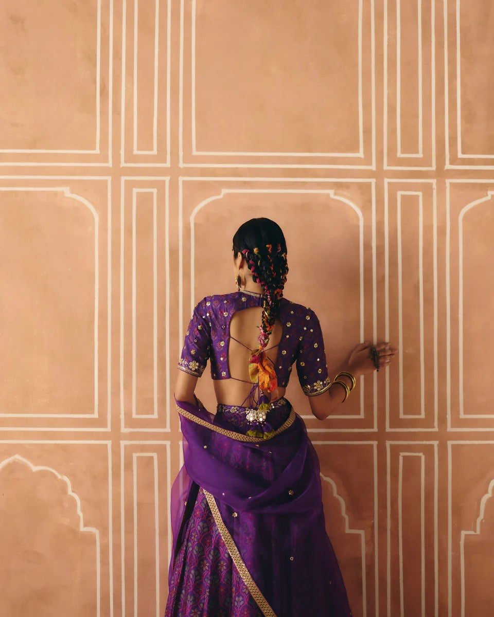 Imperial Violet Panel Lehenga - MARKET