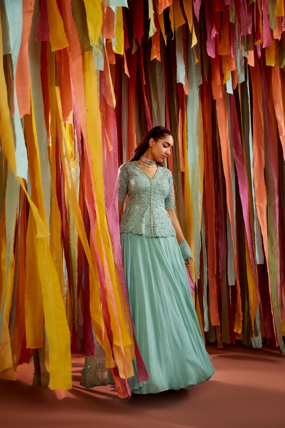 Mint Green Peplum and Skirt Set - MARKET