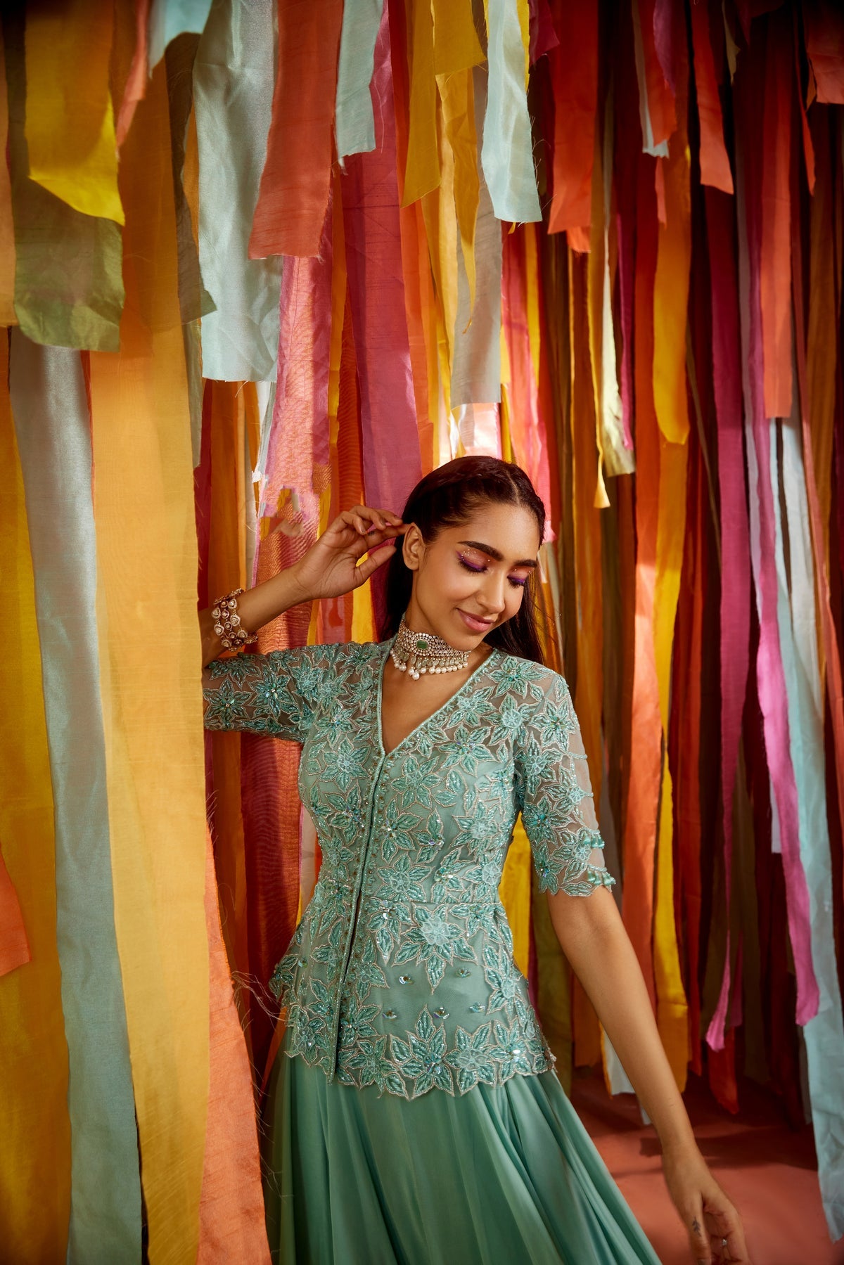 Mint Green Peplum and Skirt Set - MARKET