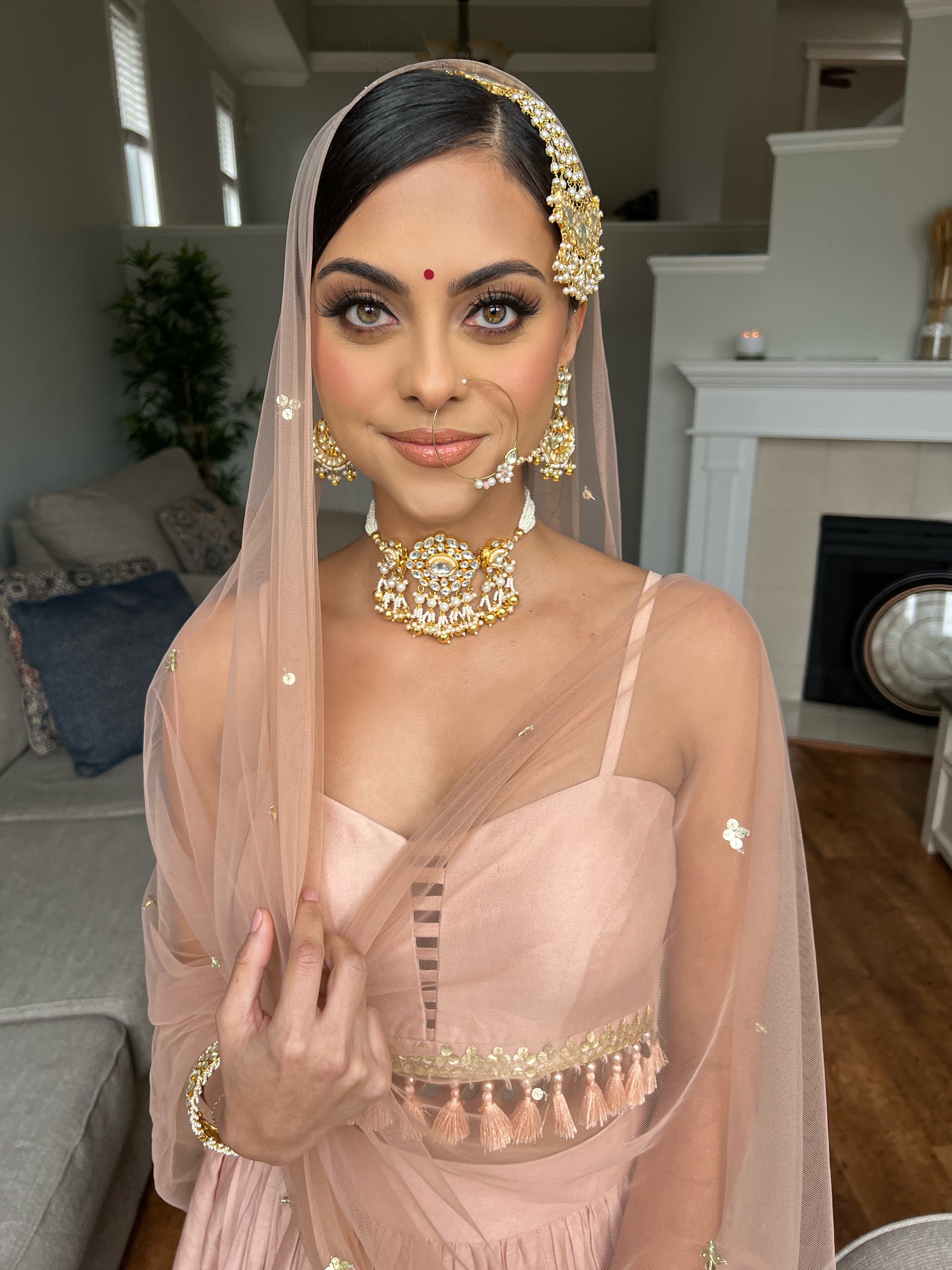 Dusty Pink Tassle Lengha Ensemble - MARKET