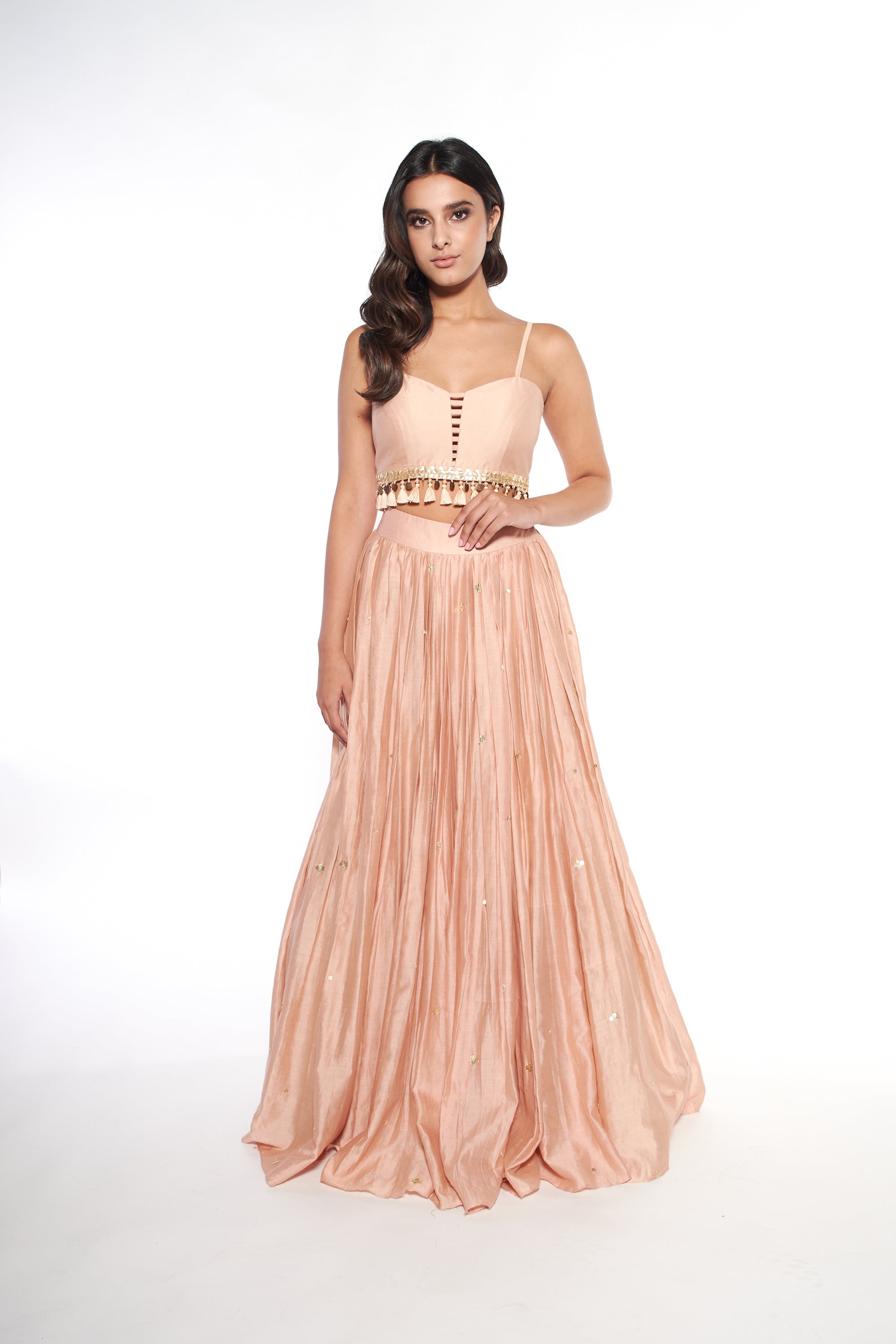 Dusty Pink Tassle Lengha Ensemble - MARKET