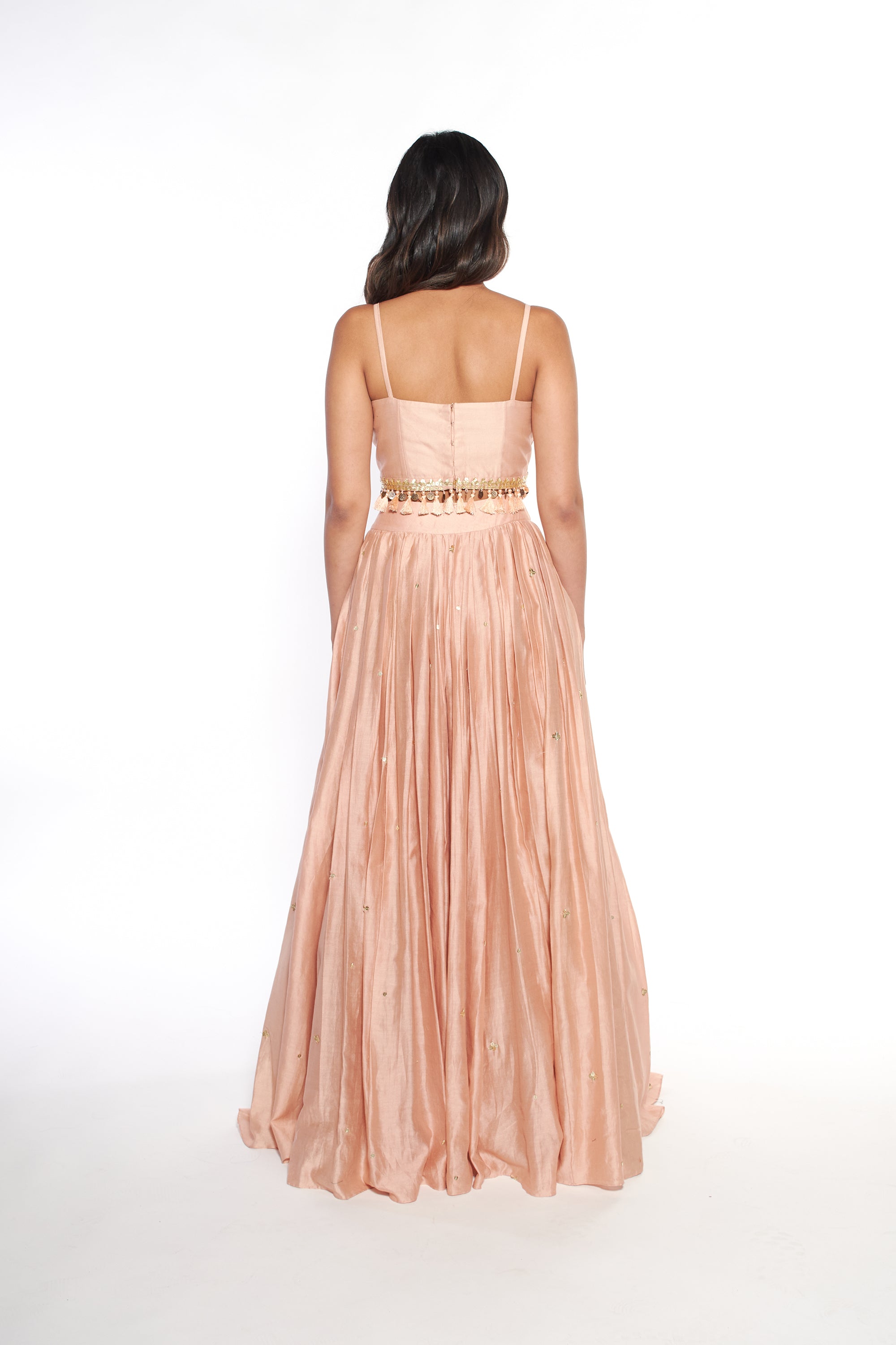 Dusty Pink Tassle Lengha Ensemble - MARKET