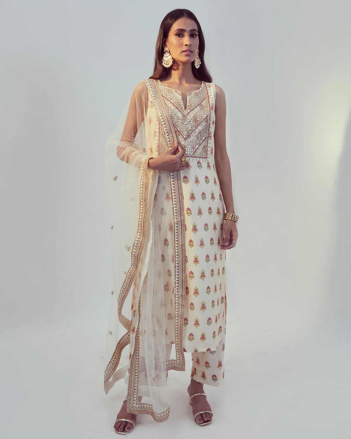 Ivory Printed Kurta Set - MARKET