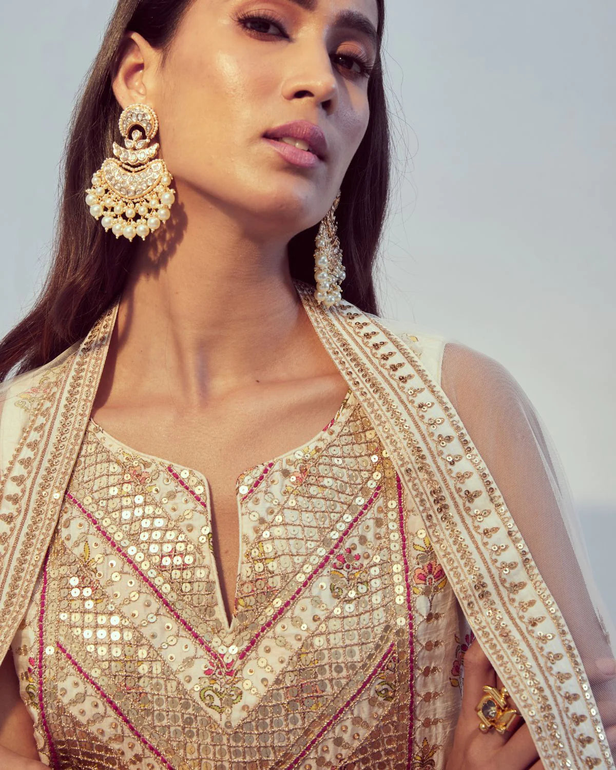 Ivory Printed Kurta Set - MARKET