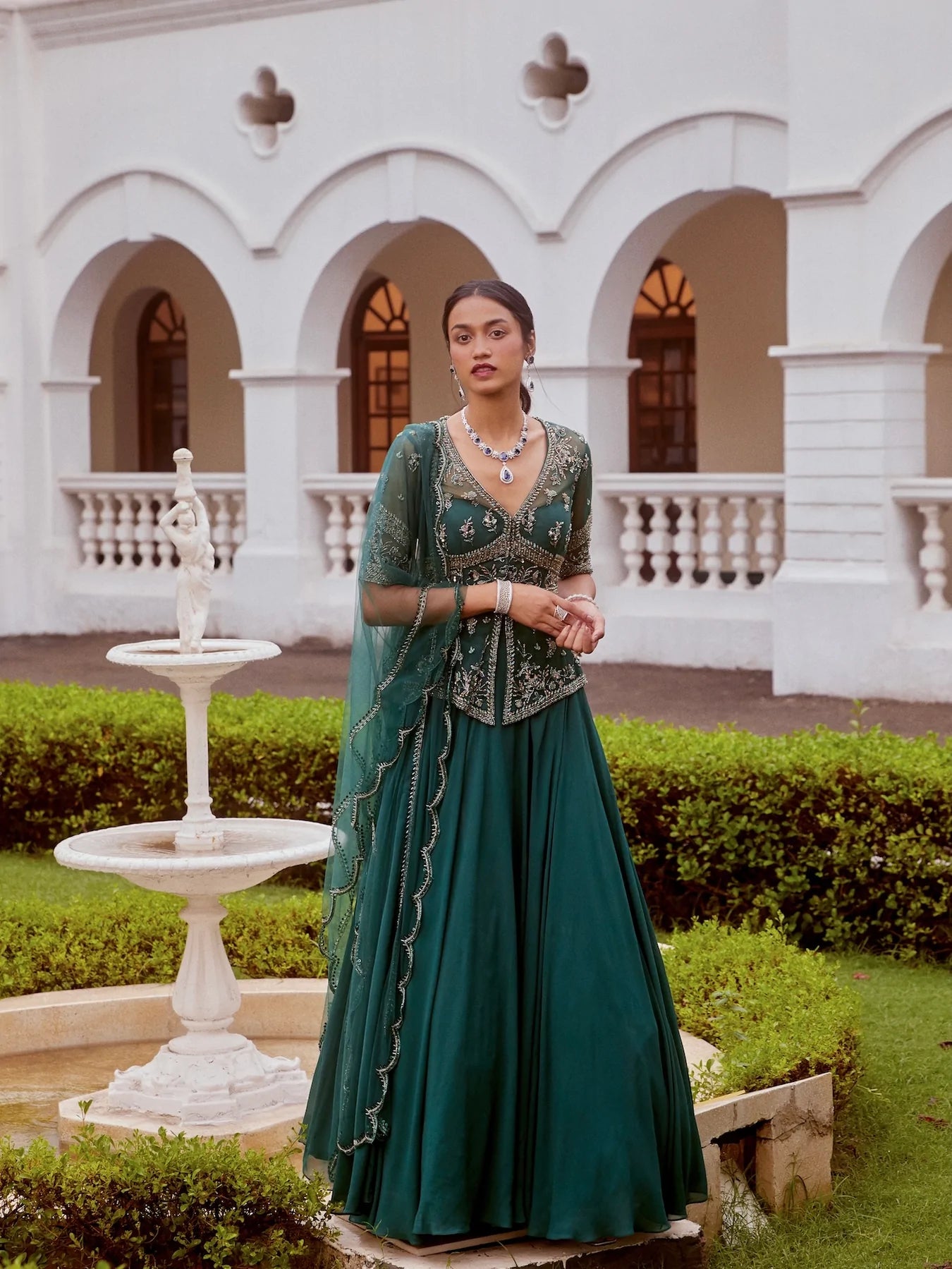 Teal Green Peplum Lehenga - MARKET