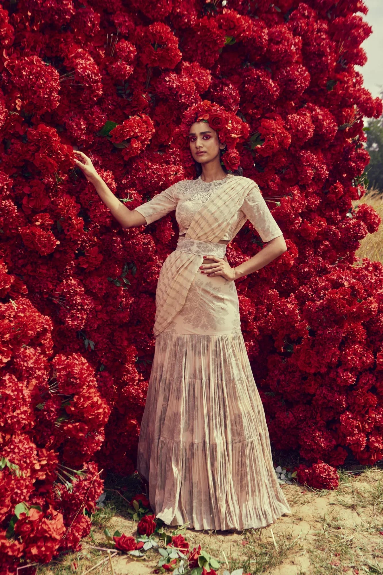 Champagne Tara-Nurekha Pre-Stitched Saree - MARKET