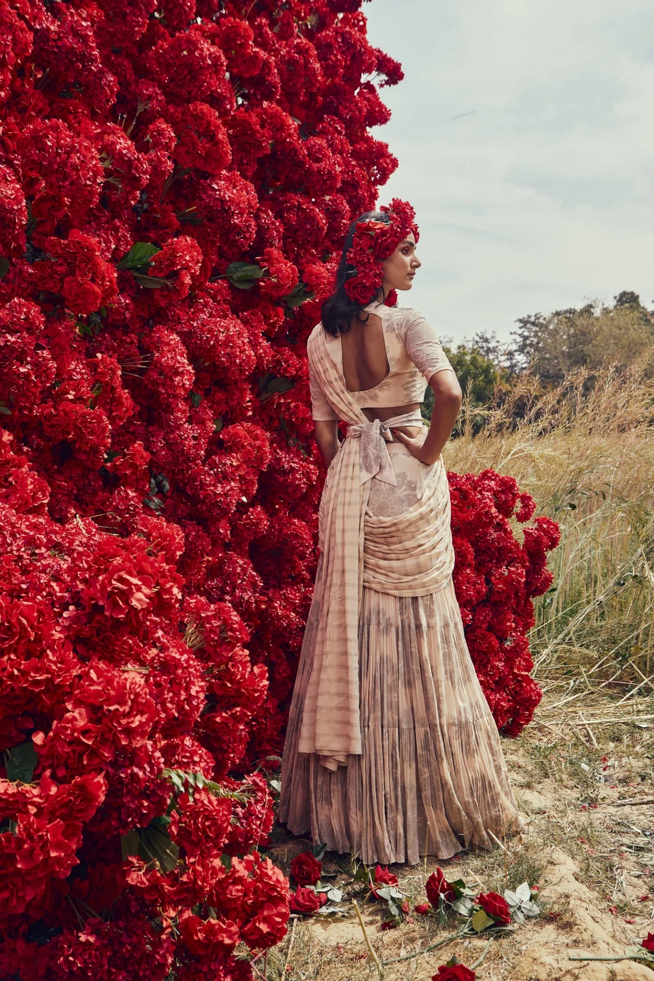 Champagne Tara-Nurekha Pre-Stitched Saree | Ready to Ship - MARKET