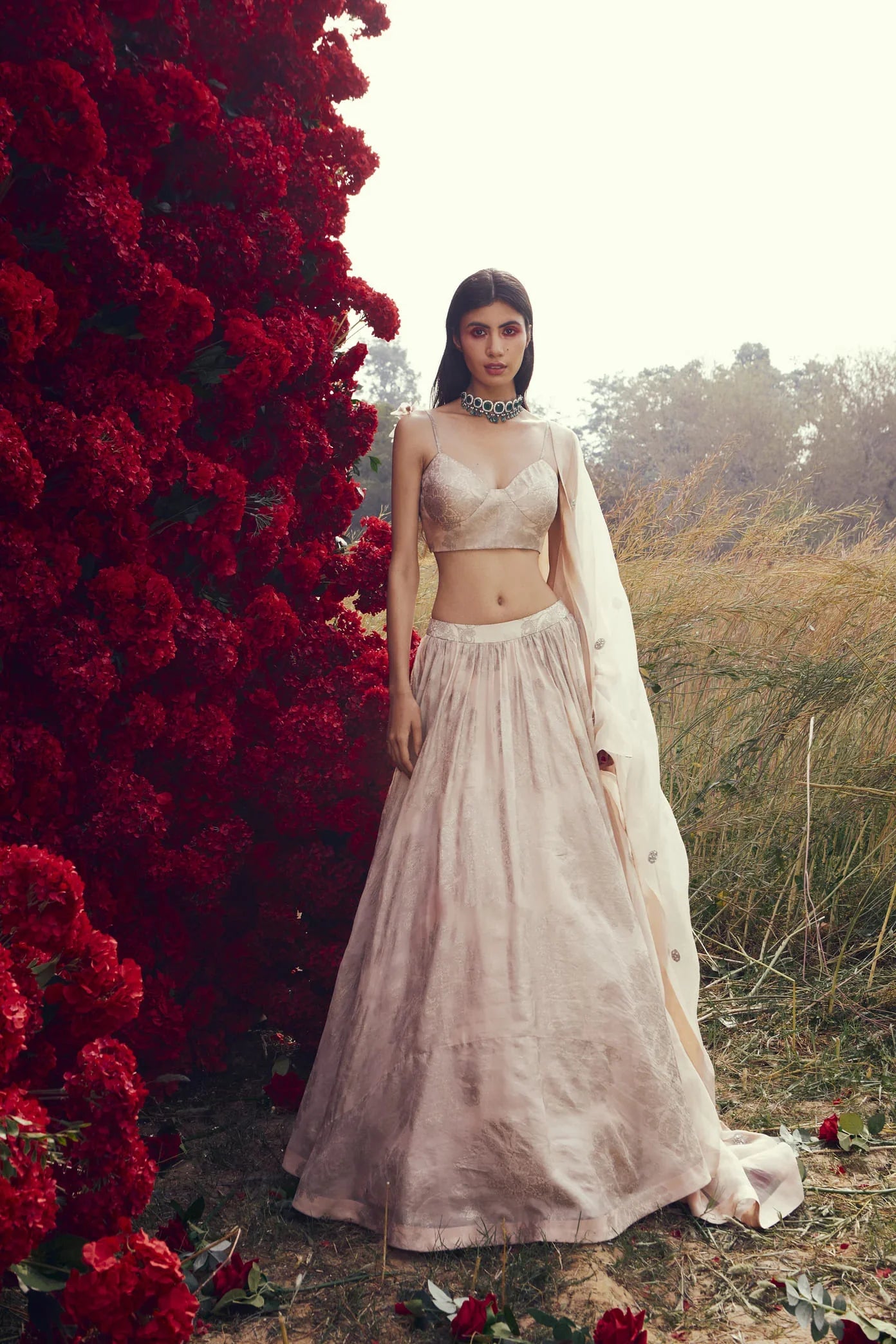 Champagne Tara Lehenga Set - MARKET