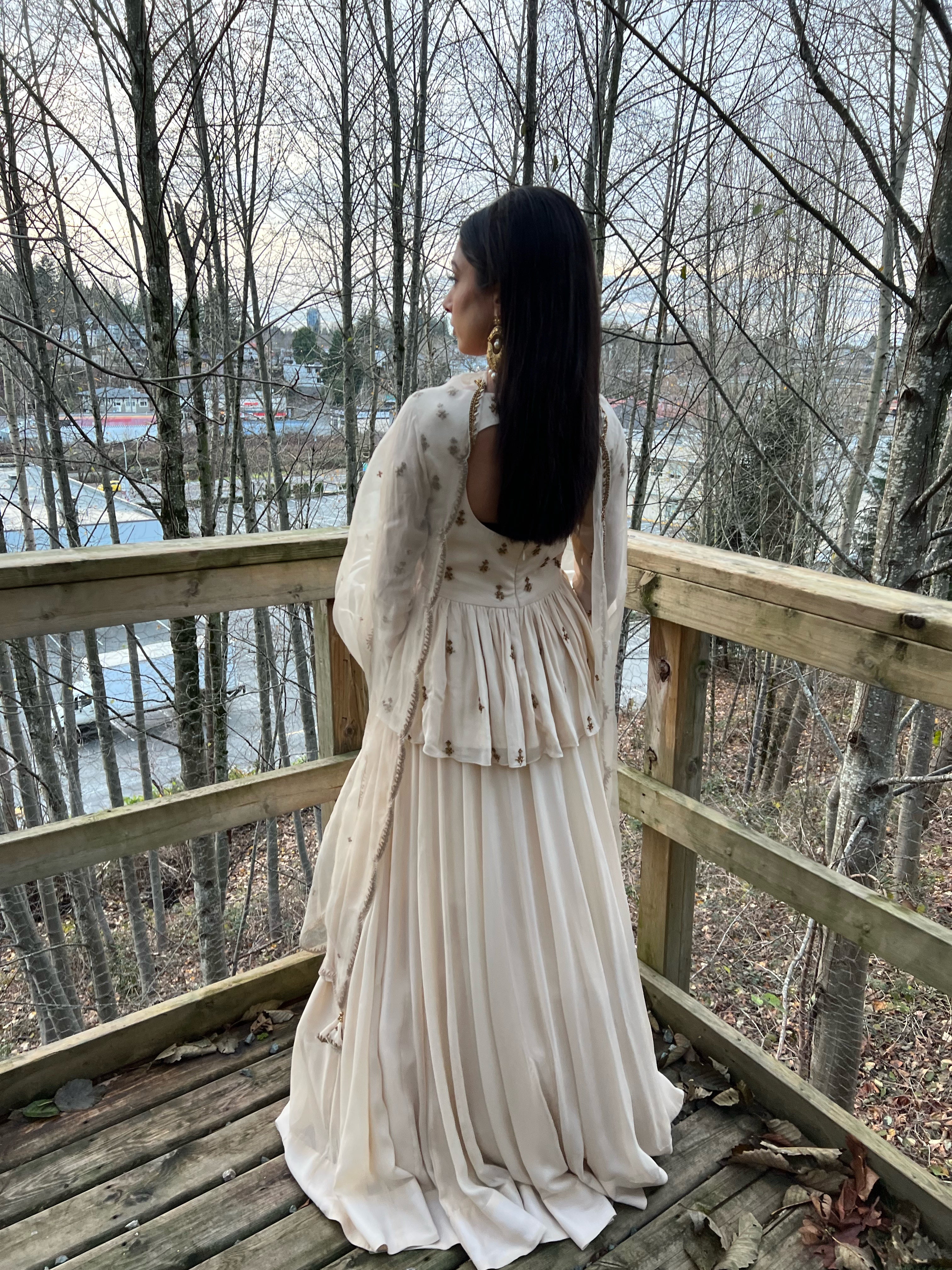 Ivory Embroidered Peplum Ensemble - MARKET