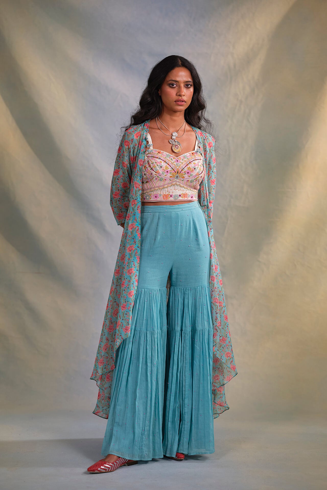 Daisy Cape Sharara Set - MARKET