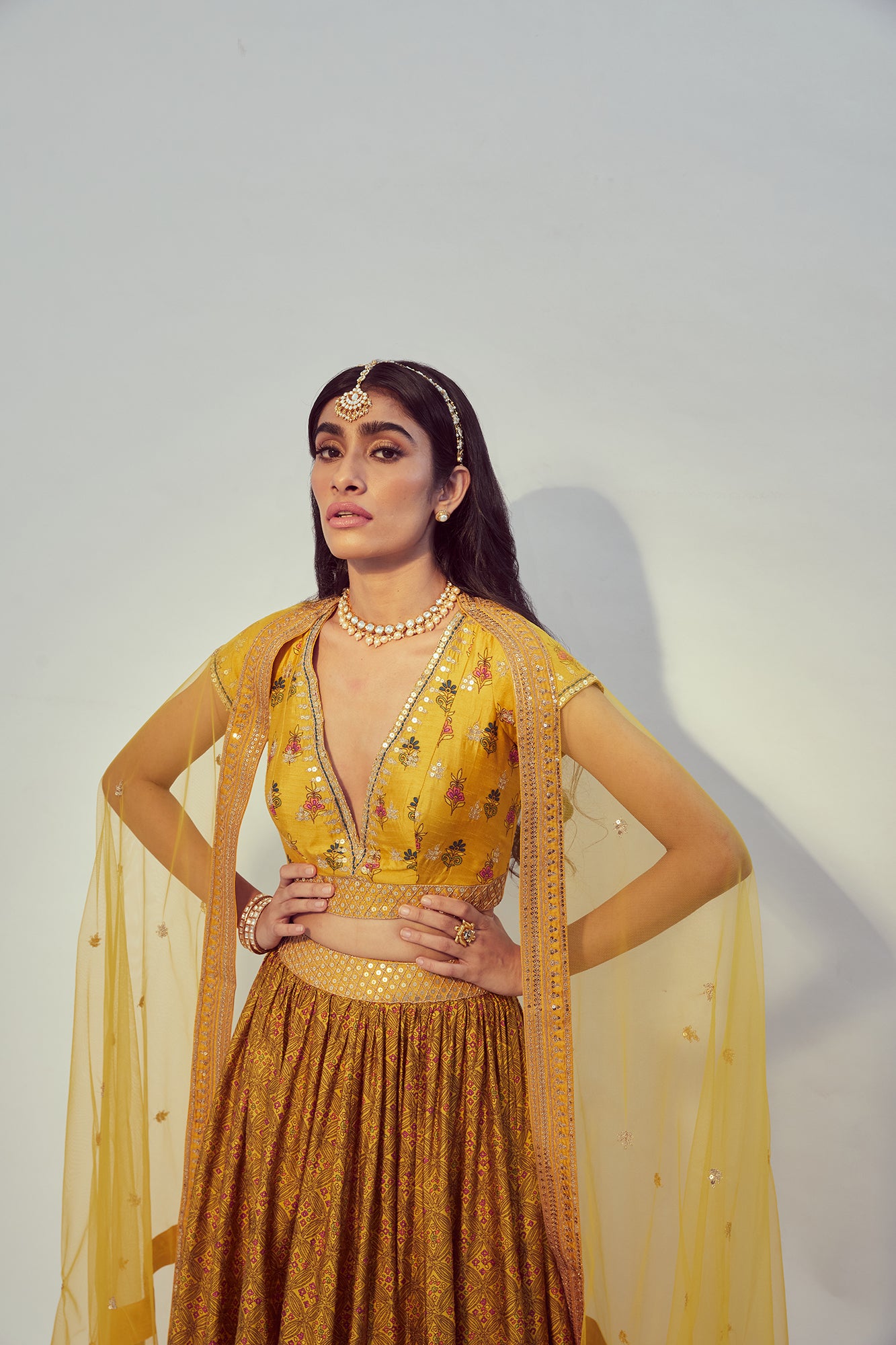Yellow Printed Lehenga Set - MARKET