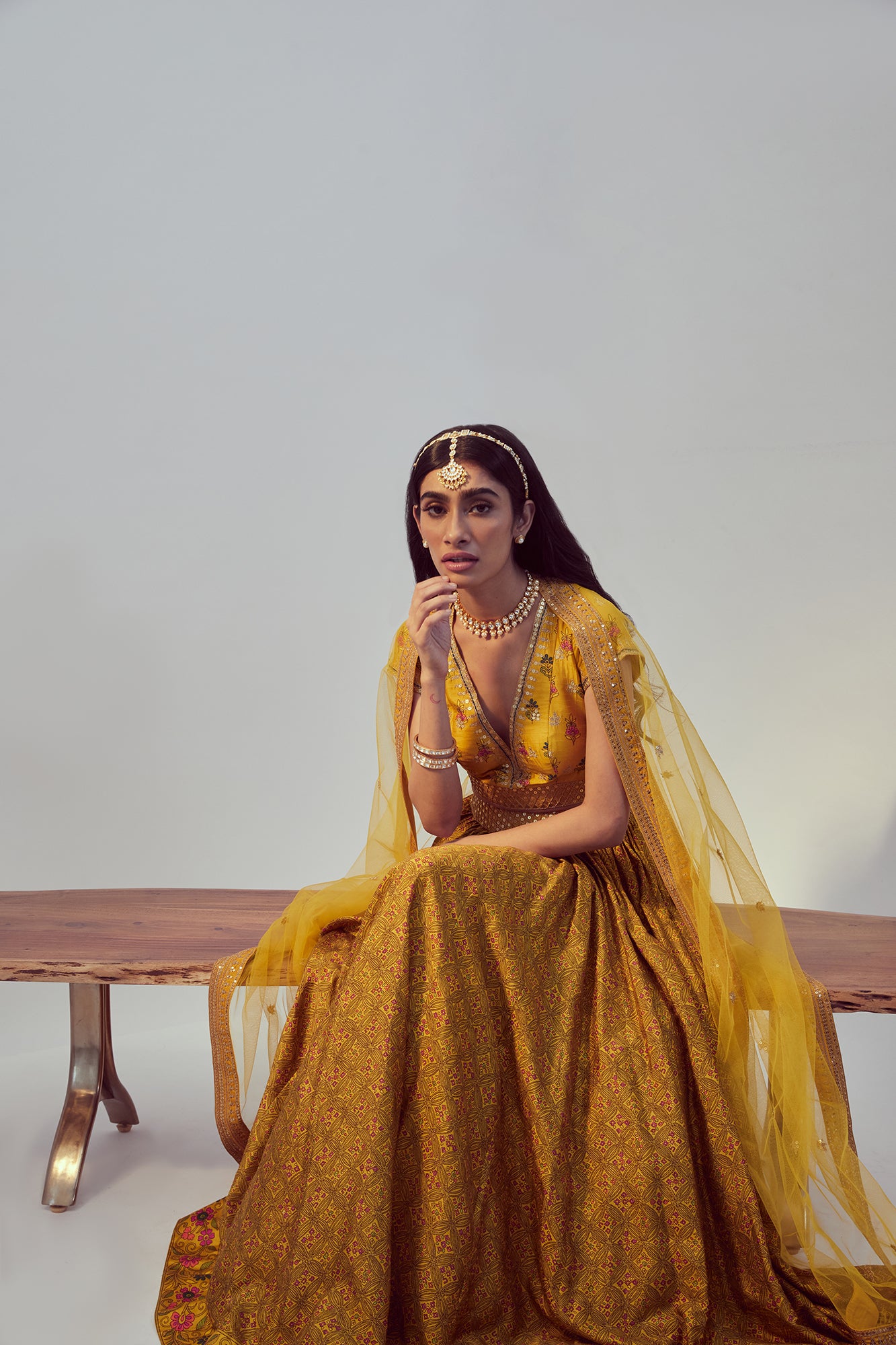 Yellow Printed Lehenga Set - MARKET