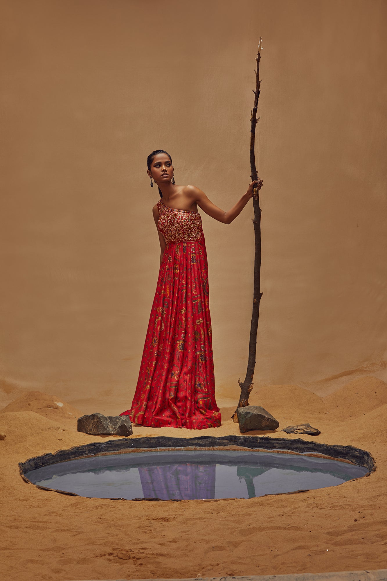 Red One-Shoulder Maxi Dress - MARKET