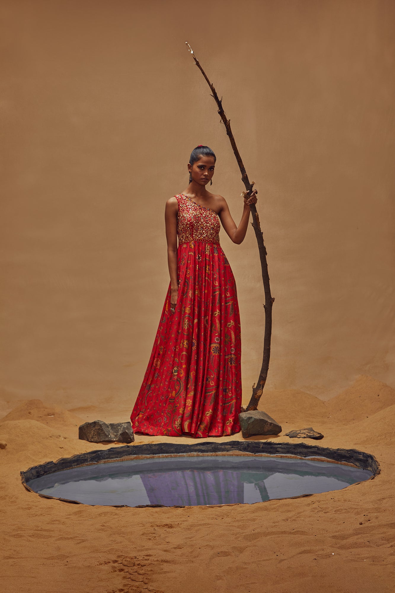 Red One-Shoulder Maxi Dress - MARKET