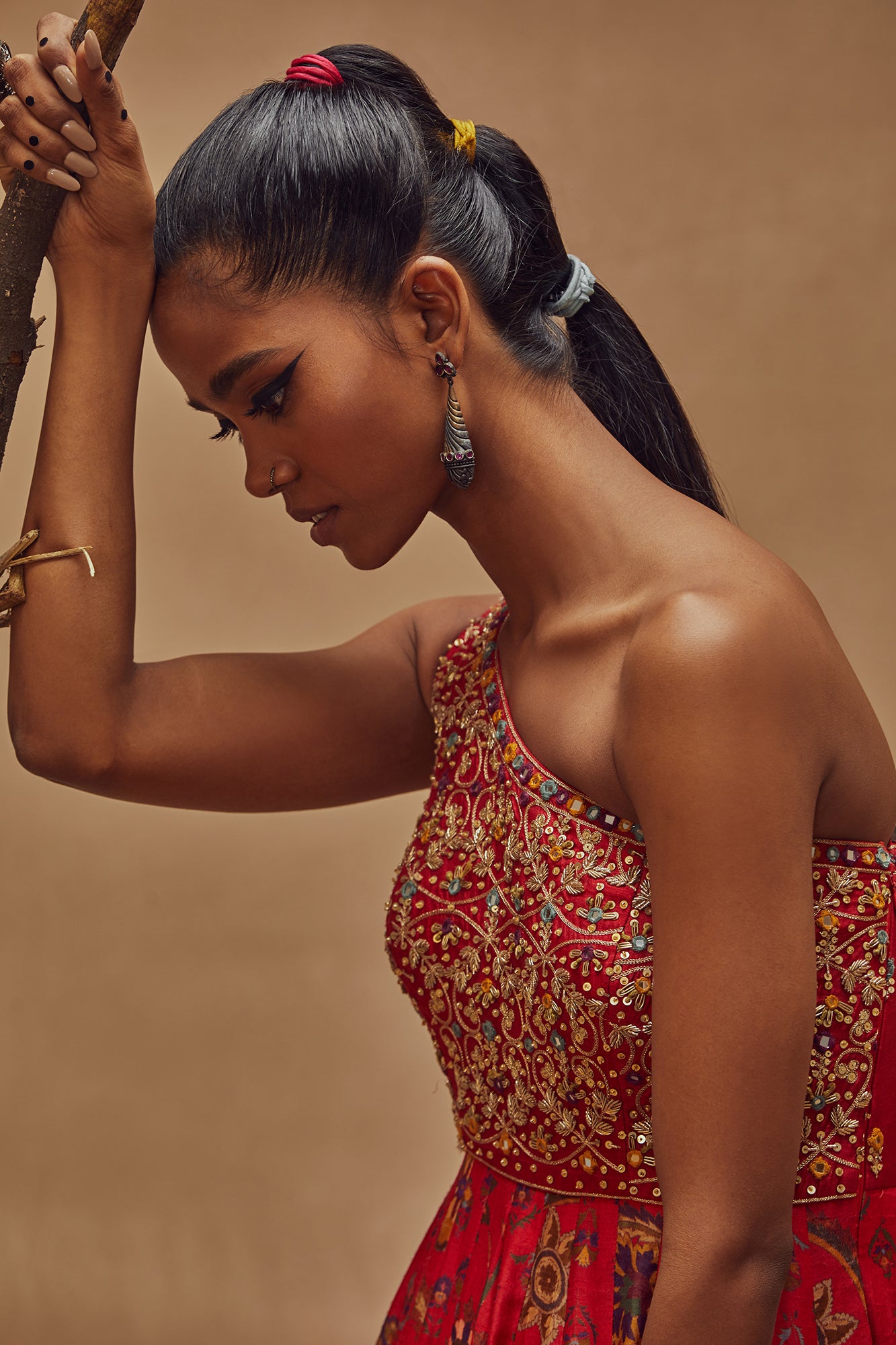 Red One-Shoulder Maxi Dress - MARKET