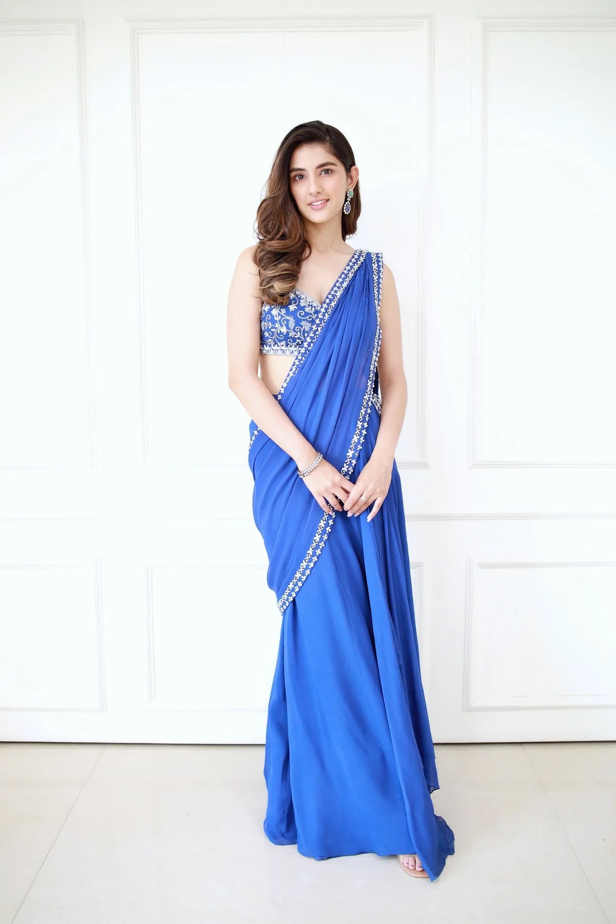 Ink Blue Slit Saree - MARKET