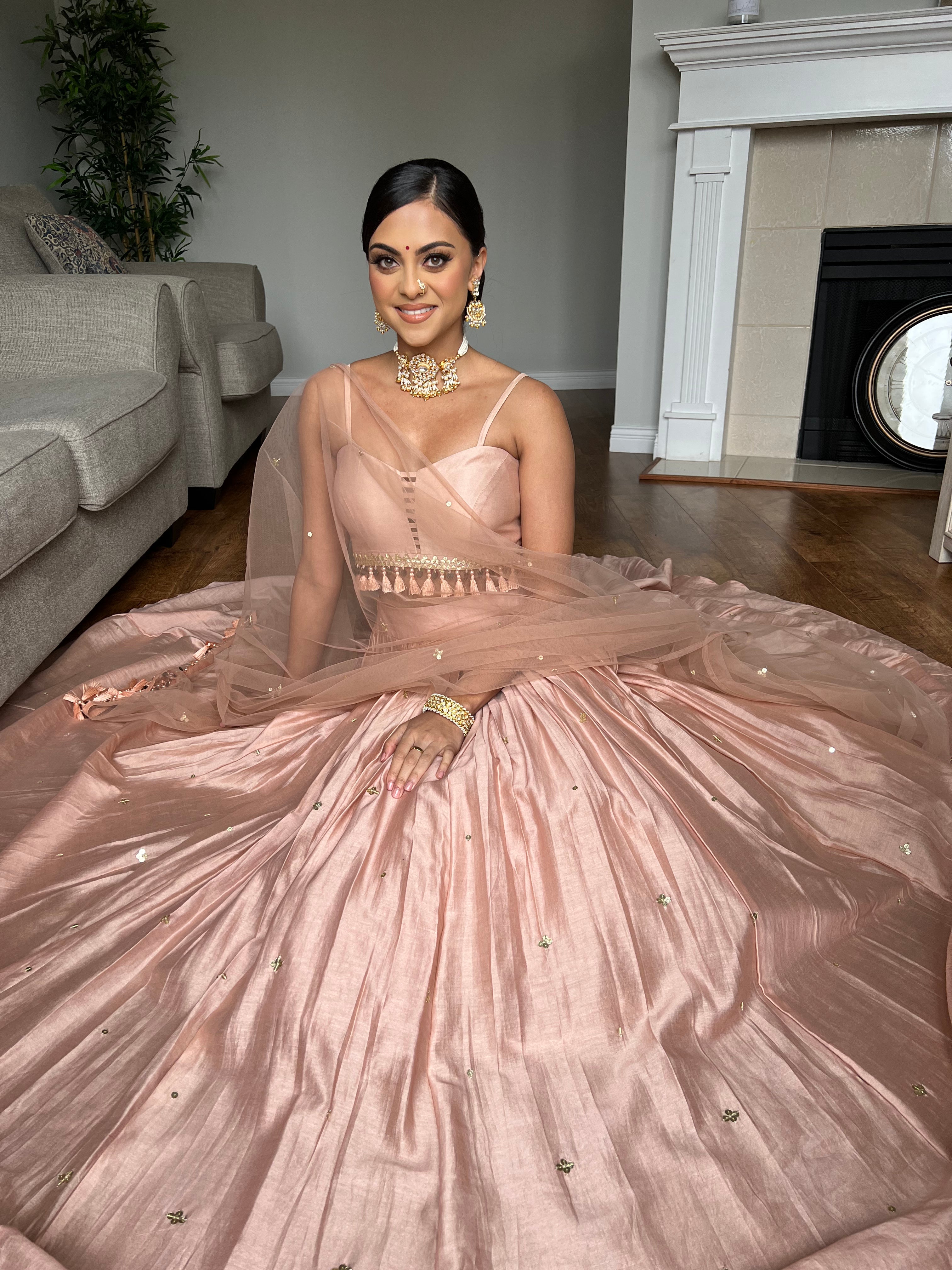 Dusty Pink Tassle Lengha Ensemble - MARKET