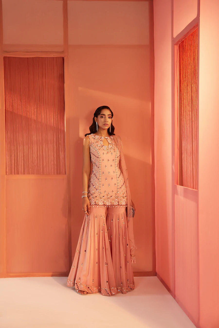 Dusty Pink Kurta and Sharara Set - MARKET