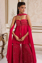 Magenta Flowy Peplum With Sharara Set - MARKET