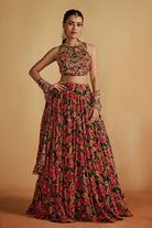 Green Floral Printed Lehenga Set