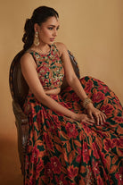 Green Floral Printed Lehenga Set