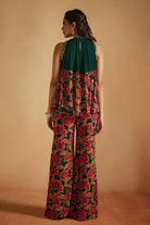 Green Floral Printed Top And Pants Set