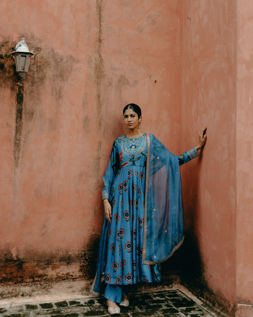 Azure Blue Anarkali - MARKET