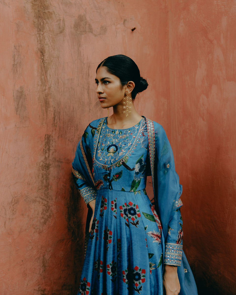 Azure Blue Anarkali - MARKET
