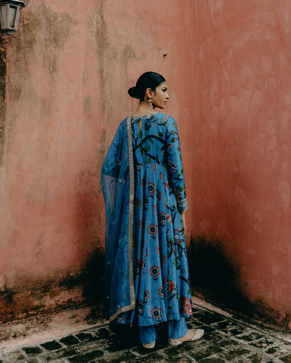 Azure Blue Anarkali - MARKET