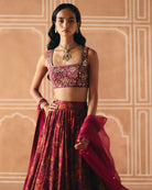 Berry Plum Gathered Lehenga - MARKET