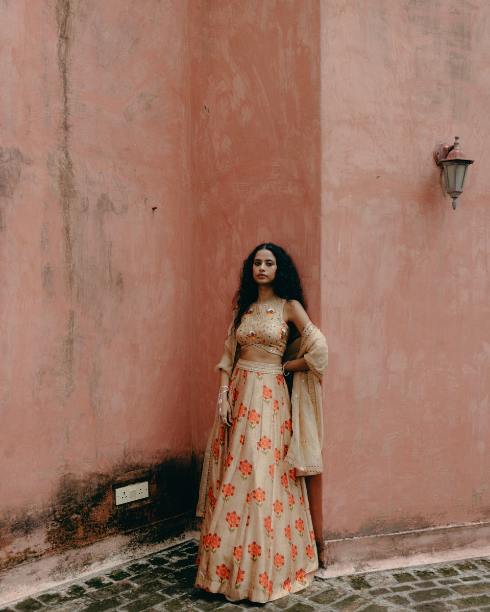 Biscuit Brown Lehenga - MARKET