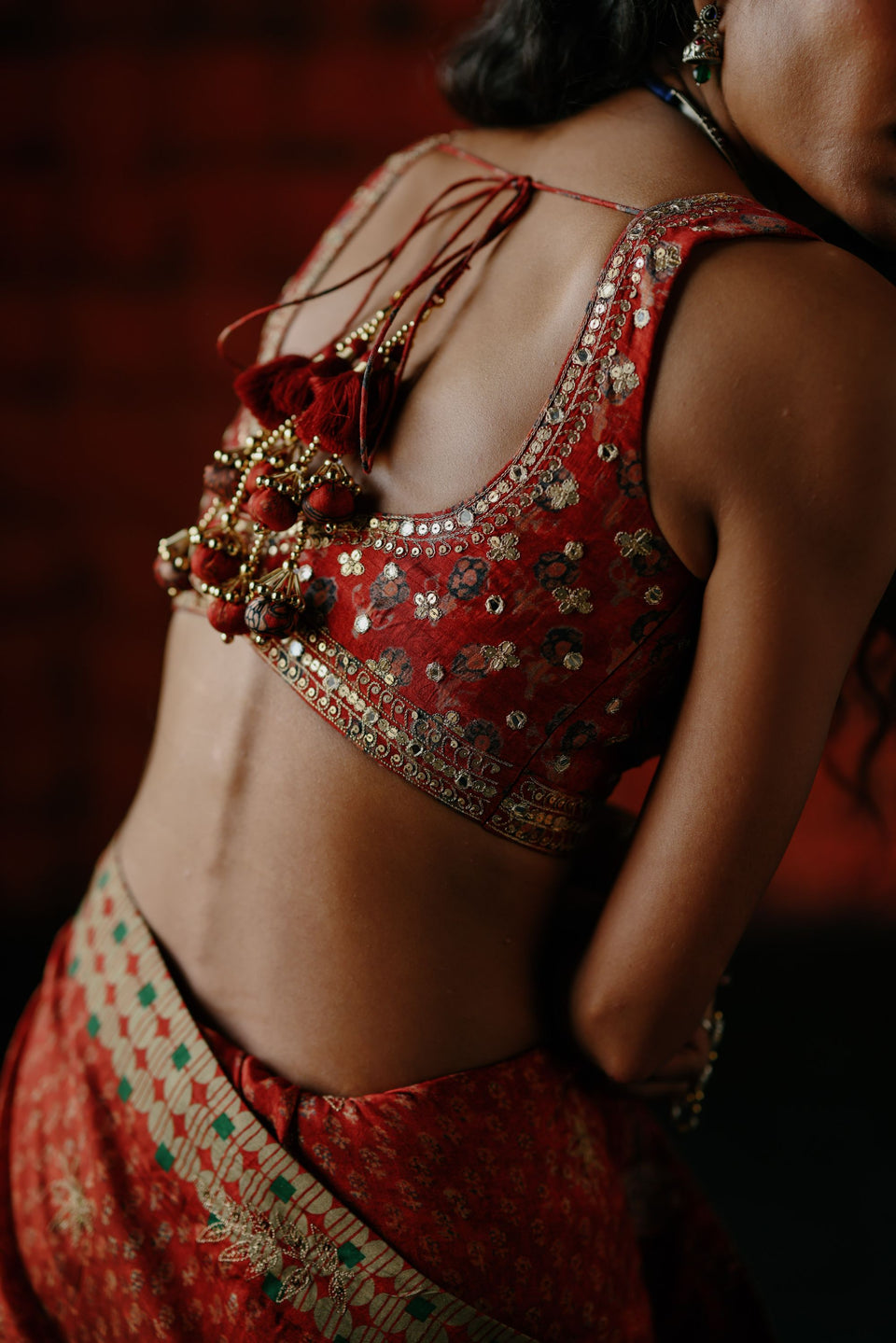 Brick Red Saree - MARKET