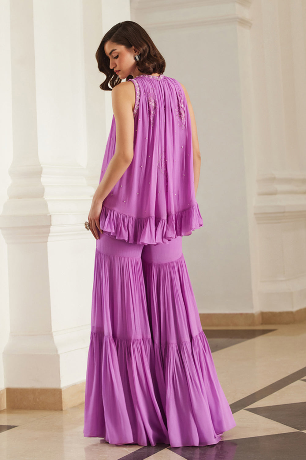 Bubblegum Pink Halterneck Top Sharara Set - MARKET