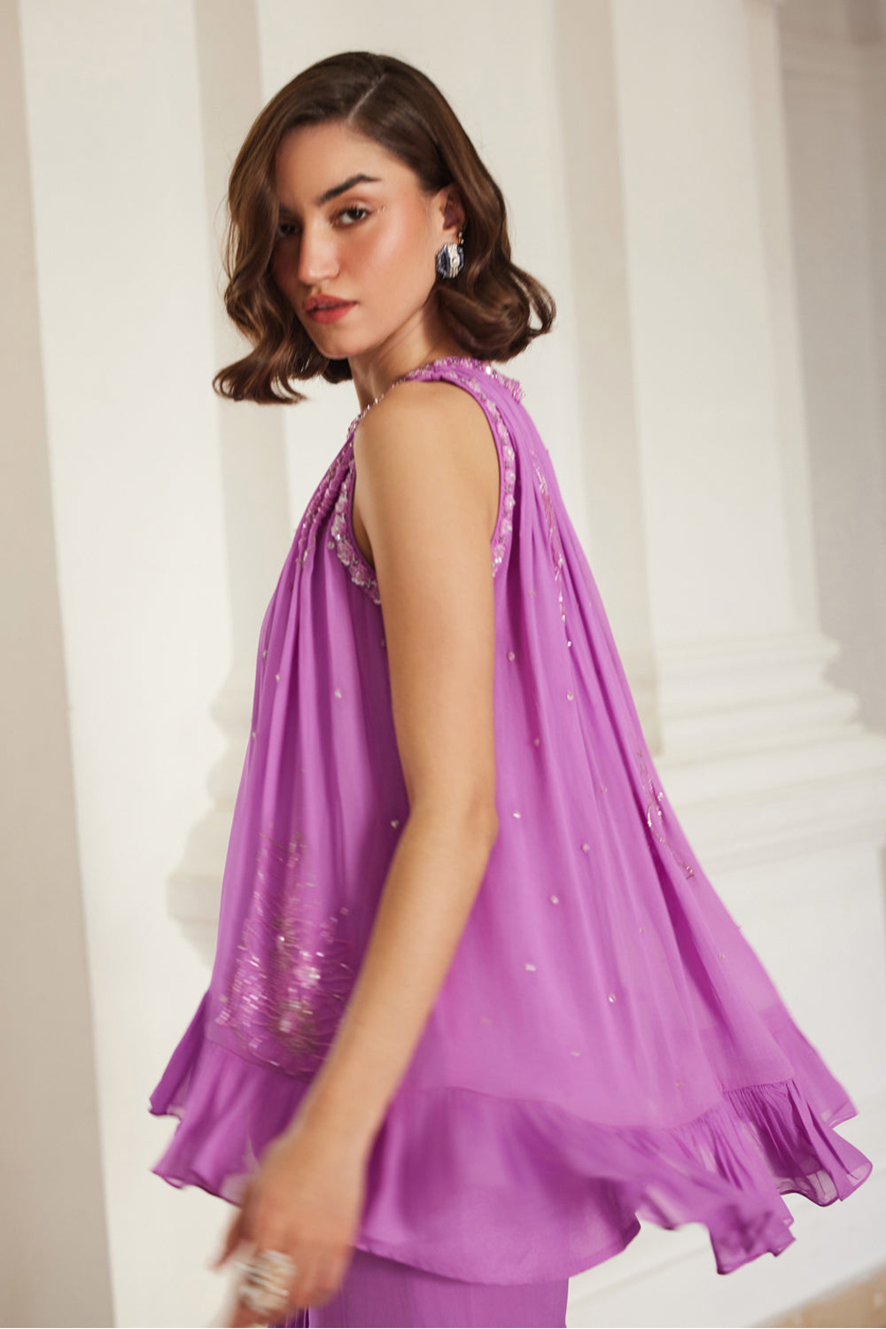 Bubblegum Pink Halterneck Top Sharara Set - MARKET