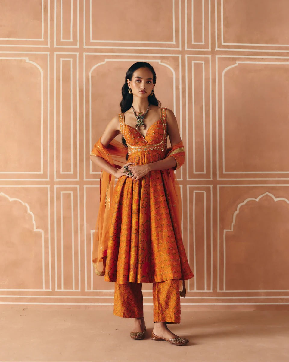 Burnt Orange Anarkali - MARKET