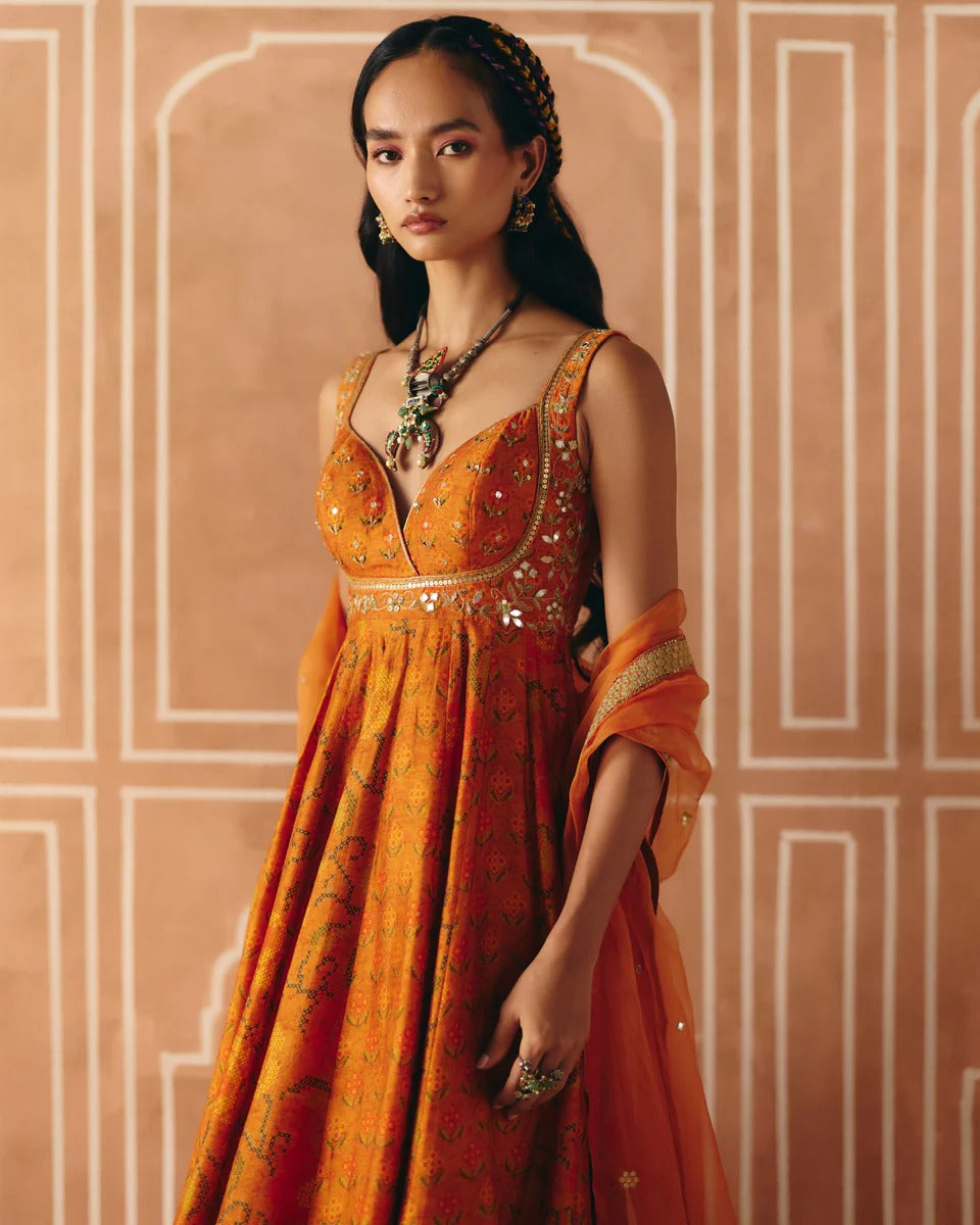 Burnt Orange Anarkali - MARKET