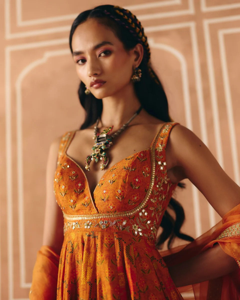 Burnt Orange Anarkali - MARKET