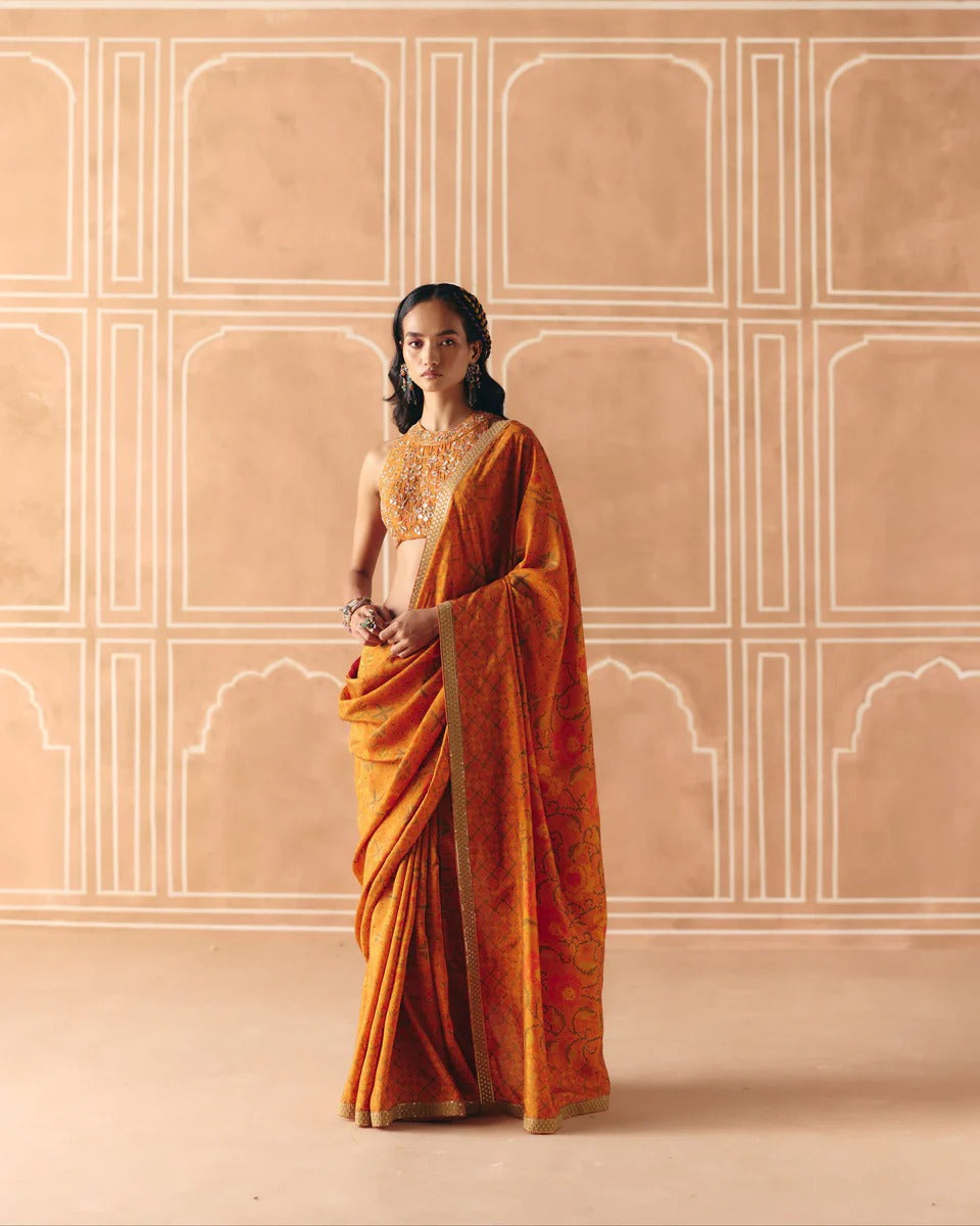 Burnt Orange Saree - MARKET