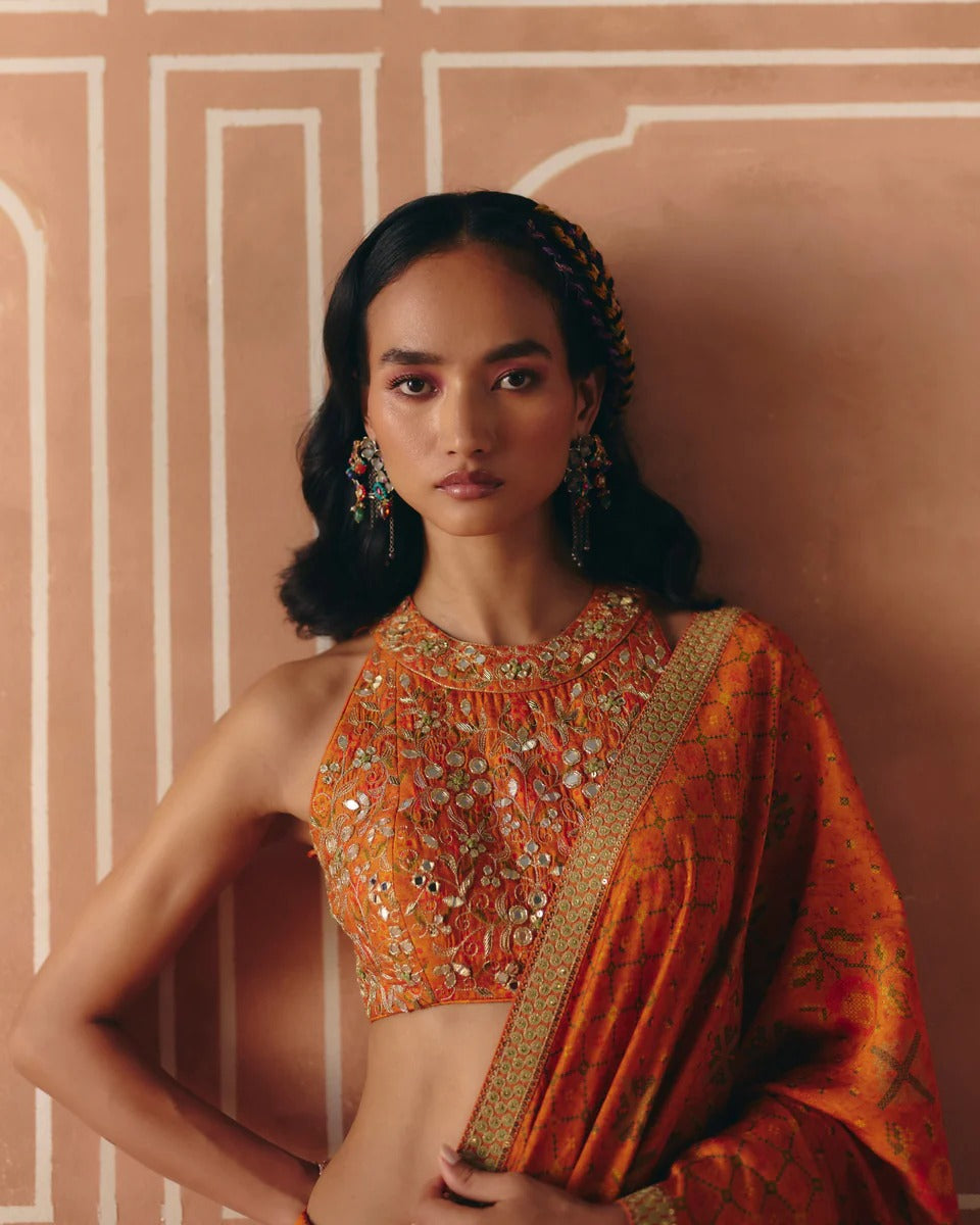 Burnt Orange Saree - MARKET