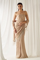 Biege Tube Corset With Saree - MARKET
