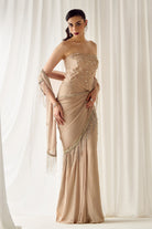 Biege Tube Corset With Saree - MARKET