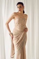 Biege Tube Corset With Saree - MARKET