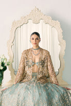 Aqua Tissue Lehenga With Jacket Set - MARKET